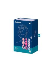 SATISFYER BOOTY CALL COLOUR coffret 3 plugs colorés plaisir anal La Clef des Charmes.