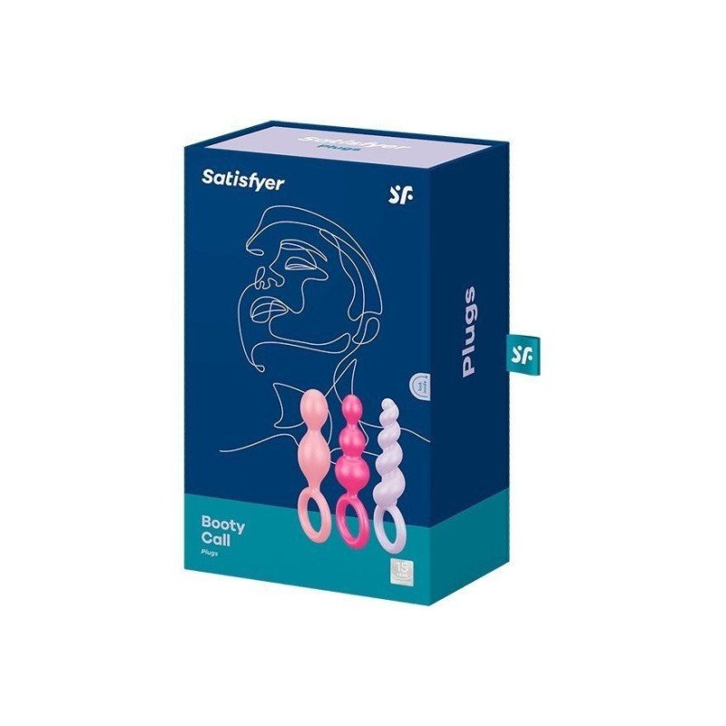 SATISFYER BOOTY CALL COLOUR coffret 3 plugs colorés plaisir anal La Clef des Charmes.