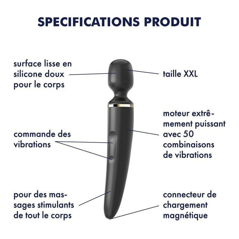 Satisfyer WAND-ER WOMAN Noir Stimulateur XXL La Clef des Charmes