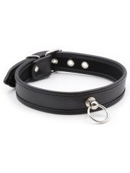 Collier BDSM O Ring en Simili Cuir Noir La Clef des Charmes