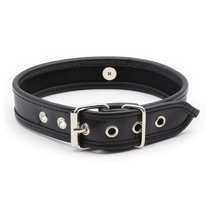 Collier BDSM O Ring en Simili Cuir Noir La Clef des Charmes