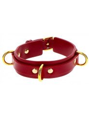 Taboom Collier BDSM D Ring Rouge et Or La Clef des Charmes