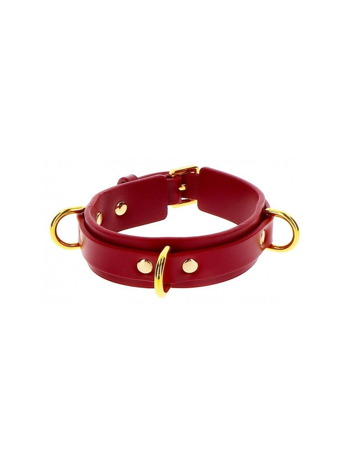 Taboom Collier BDSM D Ring Rouge et Or La Clef des Charmes