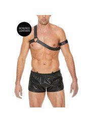 OUCH! Harnais Gladiator et Brassard en Cuir Noir Fetish BDSM