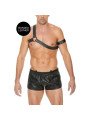 OUCH! Harnais Gladiator et Brassard en Cuir Noir Fetish BDSM