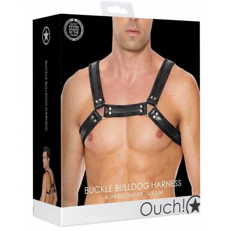 OUCH! Harnais Fetish Buckle Bulldog en Cuir Noir La Clef des Charmes