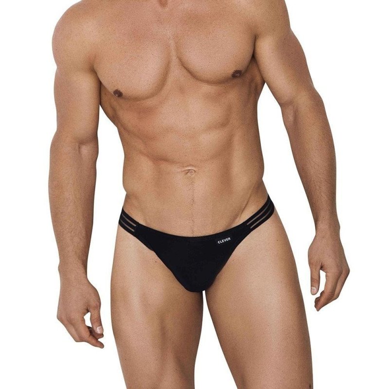 Clever Moda Underwear String Shine Noir La Clef des Charmes