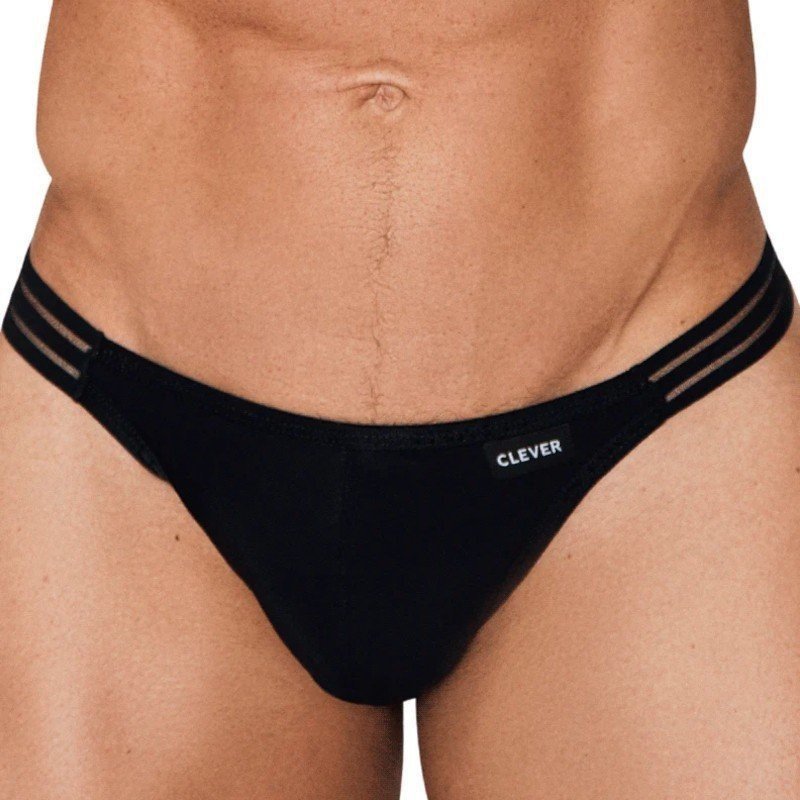 Clever Moda Underwear String Shine Noir La Clef des Charmes