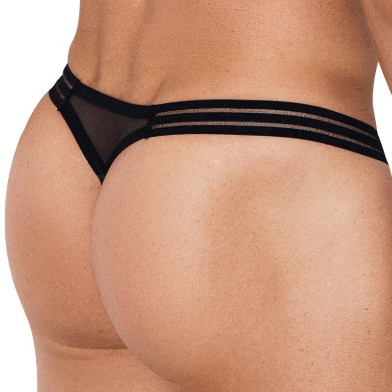 Clever Moda Underwear String Shine Noir La Clef des Charmes