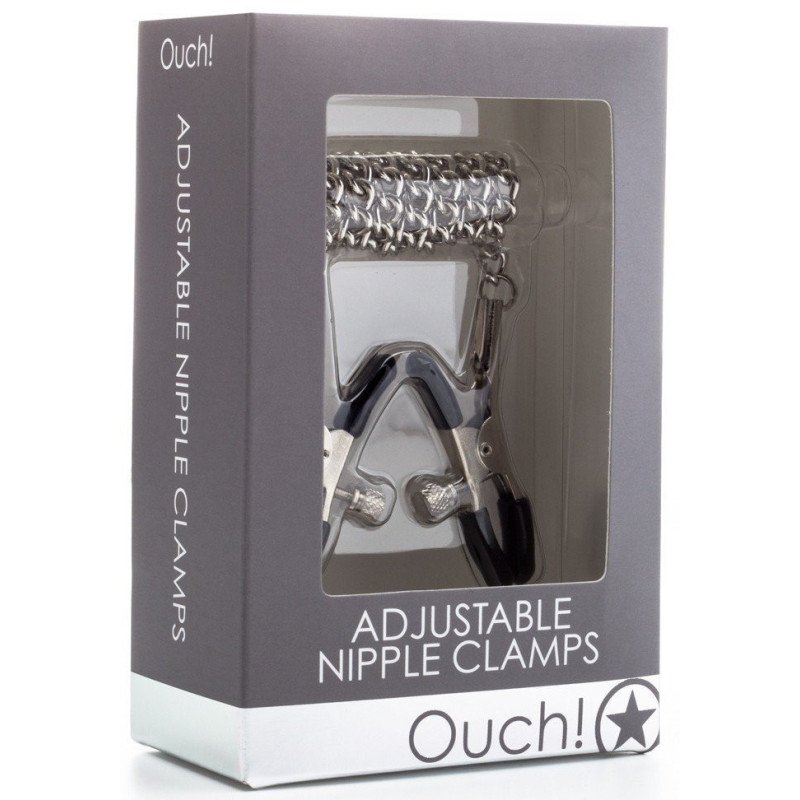 Ouch! Pinces à Tétons Ajustables Nipple Clamps Argentées accessoires BDSM