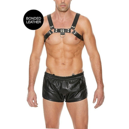 OUCH! Harnais Bulldog avec Anneau en Cuir Noir