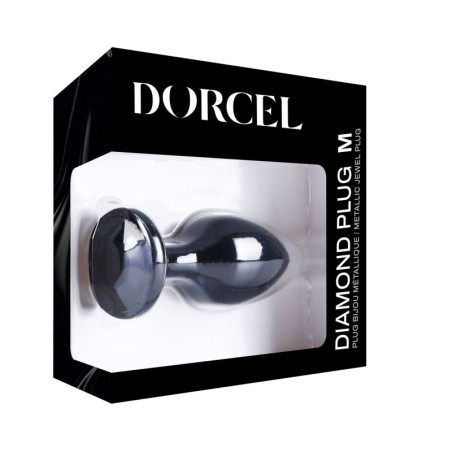 Dorcel Plug Anal en métal Diamond Plug Black M avec strass noir