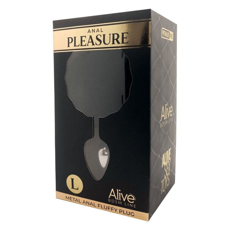 Alive Plug Anal en Métal Queue de Lapin Fluffy L Noir