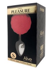 Alive Plug Anal en Métal Queue de Lapin Fluffy S Rouge