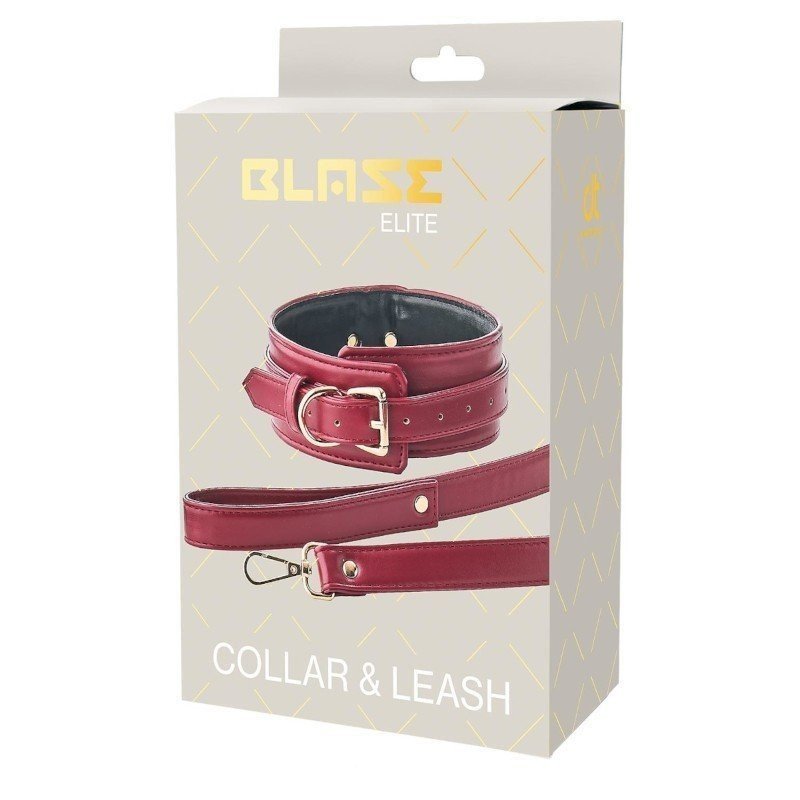 Blaze Elite Collier et Laisse Simili Cuir Rouge