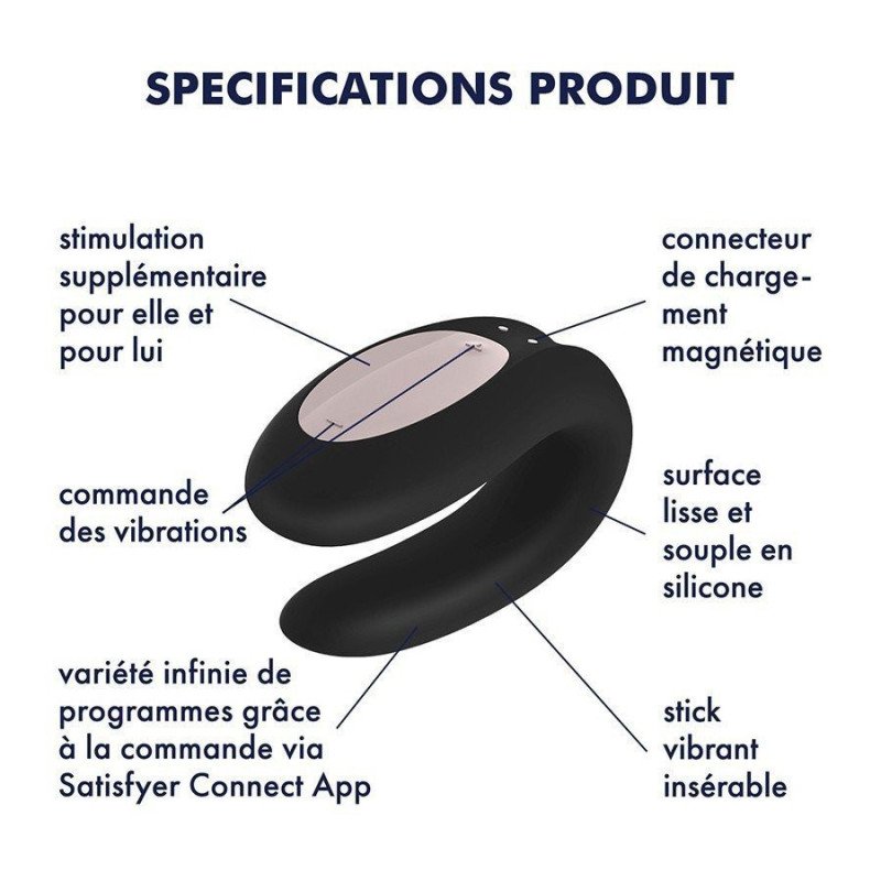 Satisfyer Double Joy Noir Stimulateur Connecté