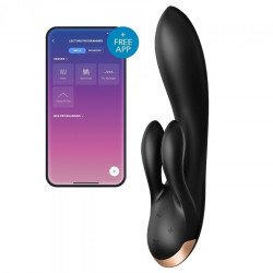 Satisfyer Double Flex Noir Vibromasseur Rabbit Connecté