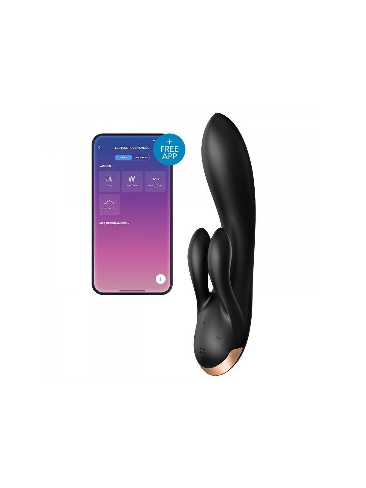 Satisfyer Double Flex Noir Vibromasseur Rabbit Connecté