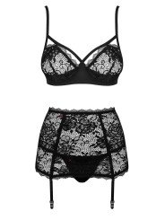 Peonesia Ensemble 3 Pièces en Dentelle Noire