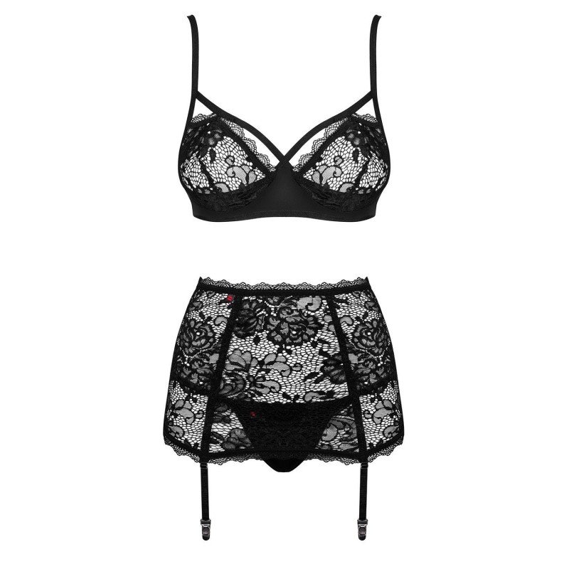 Peonesia Ensemble 3 Pièces en Dentelle Noire