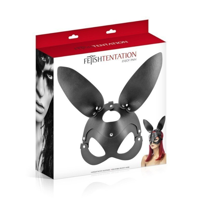 Fetish Tentation Masque Lapin en Simili Cuir Noir