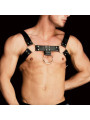 Ouch! Harnais Bulldog Costas en Simili Cuir Noir avec Anneaux