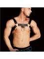Ouch! Harnais Bulldog Costas en Simili Cuir Noir avec Anneaux