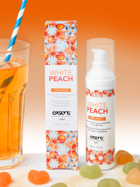 Exsens Gel de Massage Chauffant Gourmand Bio Pêche Blanche