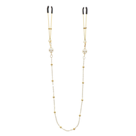 Taboom Pinces à Tétons Tweezers Deluxe Dorées avec Chaine et Perles