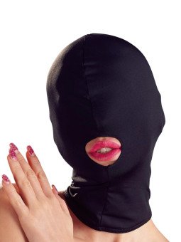 Bad Kitty Cagoule Noire en Tissu avec Ouverture Bouche