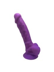 Gode Réaliste Violet Double Densité avec Testicules Modèle 1 17.6 cm