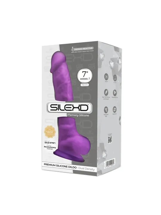 Gode Réaliste Violet Double Densité avec Testicules Modèle 1 17.6 cm