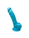 Gode Réaliste Bleu Double Densité avec Testicules Modèle 1 17.6 cm