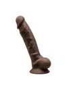 Gode Réaliste Marron Chocolat Double Densité avec Testicules Modèle 1 17.6 cm