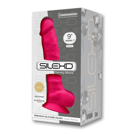 Gode Réaliste Rose Modèle 1 23 cm Double Densité avec Testicules SilexD