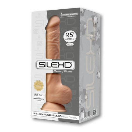 Gode Réaliste avec Testicules Modèle 3 24 cm Beige Clair
