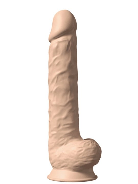 SilexD Gode Réaliste XXL avec Testicules Modèle 1 38 cm Thermo Reactif Beige