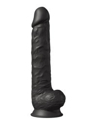 SilexD Gode Réaliste XXL avec Testicules Modèle 1 38 cm Thermo Reactif Noir