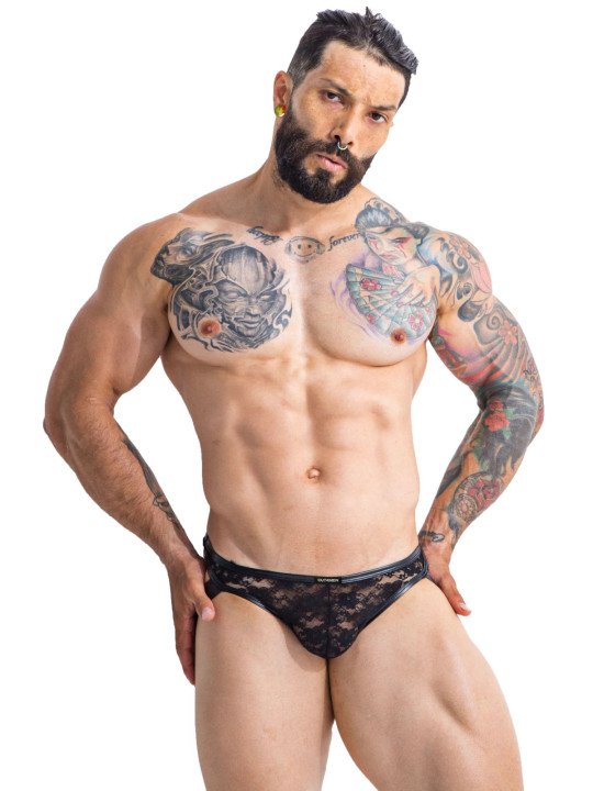 Cut4Men Lace Jockstrap en Dentelle Noire