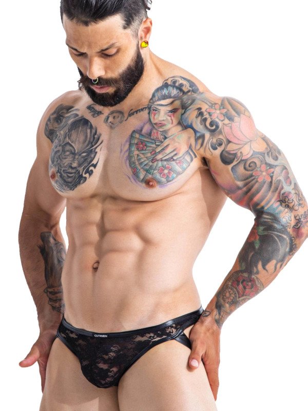 Cut4Men Lace Jockstrap en Dentelle Noire