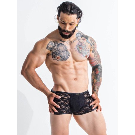 Cut4Men Lace Boxer en Dentelle Noire