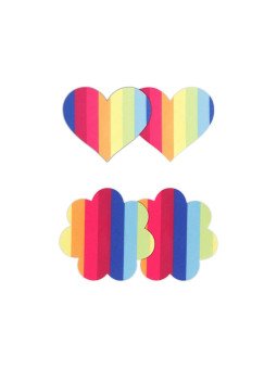 NS Novelties Caches Tétons Coeur Pride et Fleur Arc-en-ciel 2 Paires
