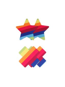 NS Novelties Caches Tétons Croix Pride et Etoile Arc-en-ciel 2 Paires