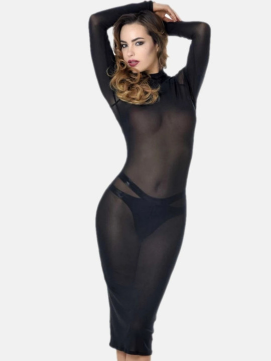 Maison Catanzaro Robe Azia en Résille Noire