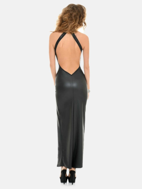 Robe Longue Poussy Cat Wetlook Noir Patrice Catanzaro