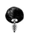 Fluffy Twist S Noir Plug Anal en Métal Queue de Lapin Alive