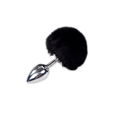 Fluffy M Noir Plug Anal en Métal Queue de Lapin Alive