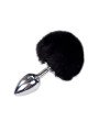 Fluffy M Noir Plug Anal en Métal Queue de Lapin Alive