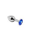 Plug Anal Bijou S Metal avec Strass Bleu Alive