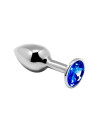 Plug Anal Bijou L Metal avec Strass Bleu Alive